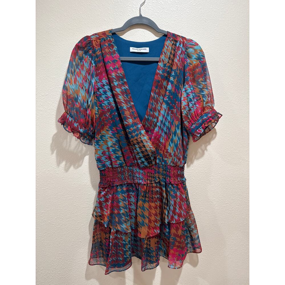 Amanda Uprichard Multicolor Patterned Mini Dress - Teal, Pink, Orange